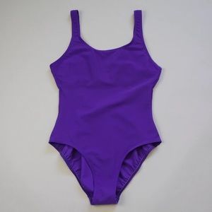 90s Era Vintage Purple Ribbed One Piece Swimsuit by Christina Sz.12